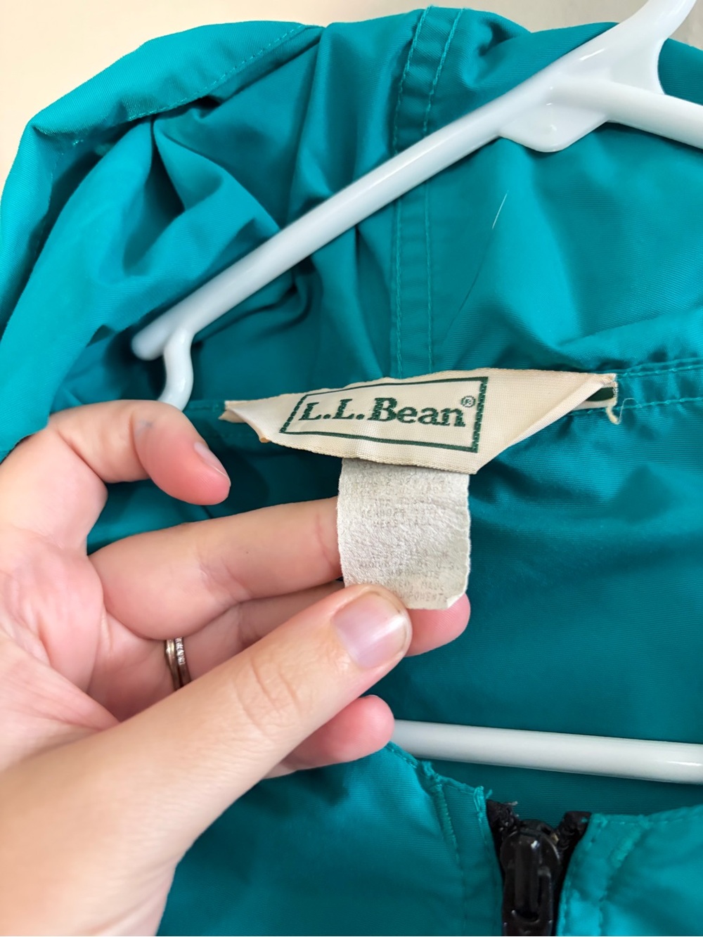 Vintage L.L Bean Hooded Windbreaker Turquoise Size XL - Picture 5 of 5